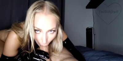 Submissive Blonde Swedish Girl In Latex Services Cock And Gets Fucked
