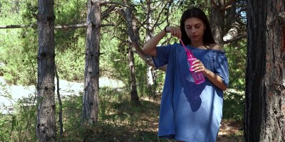 Horny Dayana Kamil solo caresses herself in the woods