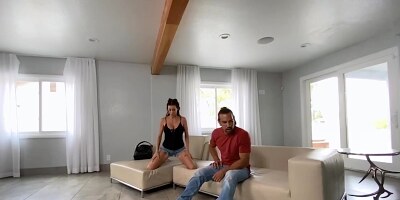 Sporty cougar Alexis Fawx gets banged in the living room