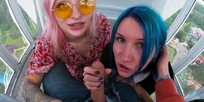 Risky ferris wheel blowjob w slutty
