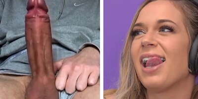 Pornstar starring at a big cock