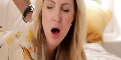 Gorgeous blonde MILF is having sex with her horny stepson