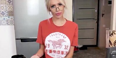 Hot POV video of busty stepsis sucking and taking cock