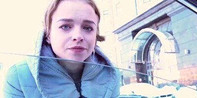 Russian teen gives a blowjob in car and home