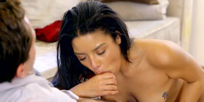 Beauty Maya Bijou with natural tits gets a passionate fuck from bf