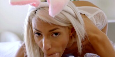 Cute bunny Hime Marie in lingerie rides cock and gets a load