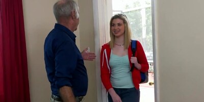 Dirty old man fucks a lovely blonde chick Aaliyah Hadid