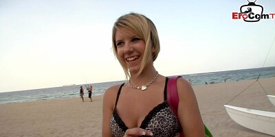 British blonde college teen pick up on beach in holiday for porn