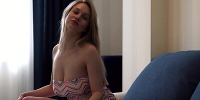 Hot blonde Valerie Duval with big boobs and big black dildo