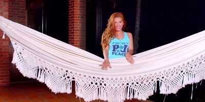 Redhead babe Angelina Praga fucks her cunt greedily