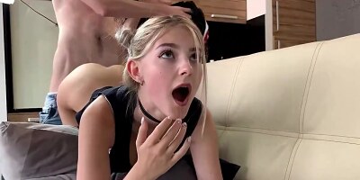 Stepsister Gets A Creampie And Facial While Playing The