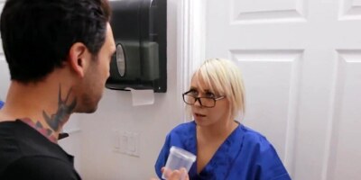 Inked sperm donor has threesome with sexy nurses