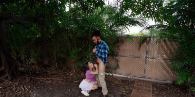 Hard sex outdoors with hot student Violet Gems