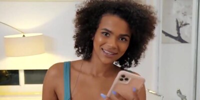 Mulatto gets fucked by the jerking off stepbrother