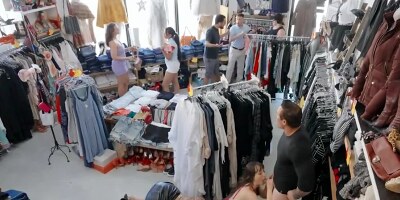 Lexi Luna is having a lot of fun in a public fashion store