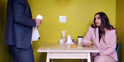 Curvy secretary is being fucked by a horny guy in the office