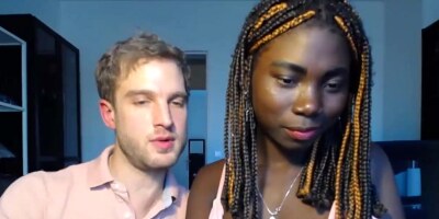 Hot slim ebony teen babe takes white cock in both holes live at sexycamx