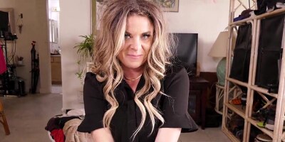Thick blonde woman is giving you lessons in point of view