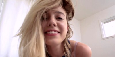 Haley Reed sucking the huge cock of Dylan Snow in POV