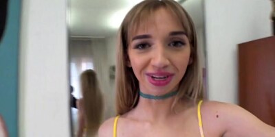 Teenage beauty with a pretty hole getting rammed violently