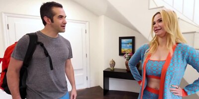 Cheating blonde Angelica Coralvine fucks a hung fitness hunk