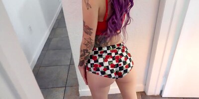 Petite Valerica Steele can't resist neighbor's big cock