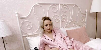 Petite girl Hanna Rey is playing with a big sex toy