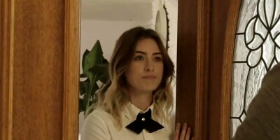 Schoolgirl lifts her skirt up and rides a hard cock