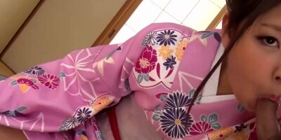 With her legs open wide the Asian brunette begs for a creampie