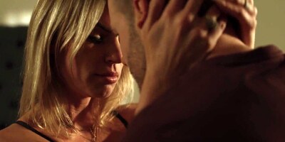 Glamorous blonde MILF sucks young cock and gets fucked with her panties on