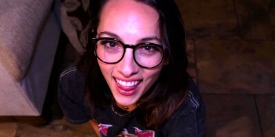 POV amateur sex with slender Tabby and cum on her face