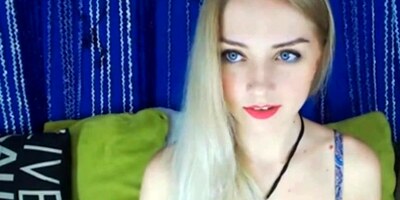 Stunning Blonde Babe in Stockings Masturbates Her Pink Pussy