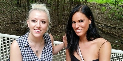 Two real German Teen talk to Amateur FFM 3Some in Public Park