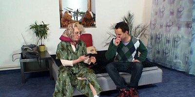 Eastern European blonde granny is fucked hard by a teen