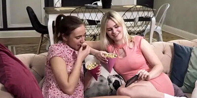 Teen lesbians watch Netflix & Chill