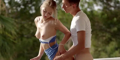 Marie Pie in lovemaking on the terrace