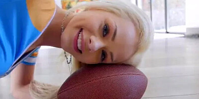 Petite blonde Elsa Jean gets in the Red Zone