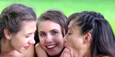 Three cuties Shrima Malati, Stefanie Moon and Elle Rose fucking a stranger ou...