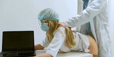 Doctor Fucked A Nurse On His Desk. Cum In Her Pussy