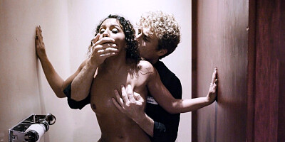 Latina girl fucked in public by a waiter