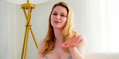 Busty blonde with massive natural boobs getting face screwed