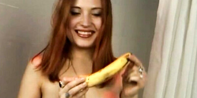 Pin-up Katrin's cock play action