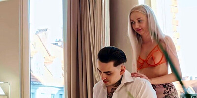 Fantastic babe is getting it from behind in the kitchen