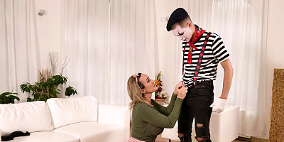 Busty MILF Aubrey Black couldn't resist a mime