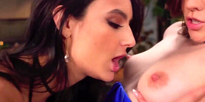 Eliza Ibarra and Freya Parker inside a dressing room club and on a bed lesbian scenes