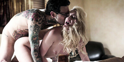 Stalker tricks blonde babe into fucking and licks her pussy