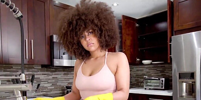 Latina maid with a fat ass is serving with her body