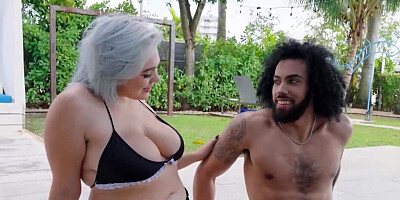 Incredibly curvy woman is feasting on that big black stick