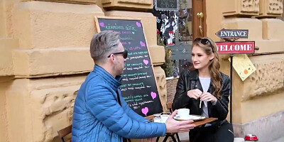 She meets up the dude at the park and has a great date