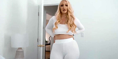 Kate Dee sucking a huge dick and riding it in POV